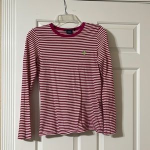 Ralph Lauren sport size small Long sleeve pink and white striped.